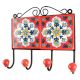 Red Base White Floral Ceramic Tile Hook
